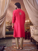 Graceful Pink & Antique Gold Embroidered Kurta Set