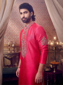 Graceful Pink & Antique Gold Embroidered Kurta Set