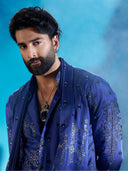 Celebrity-inspired navy kurta outfit for weddings and festive occasions – Kora by Nilesh Mitesh