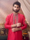 Graceful Pink & Antique Gold Embroidered Kurta Set