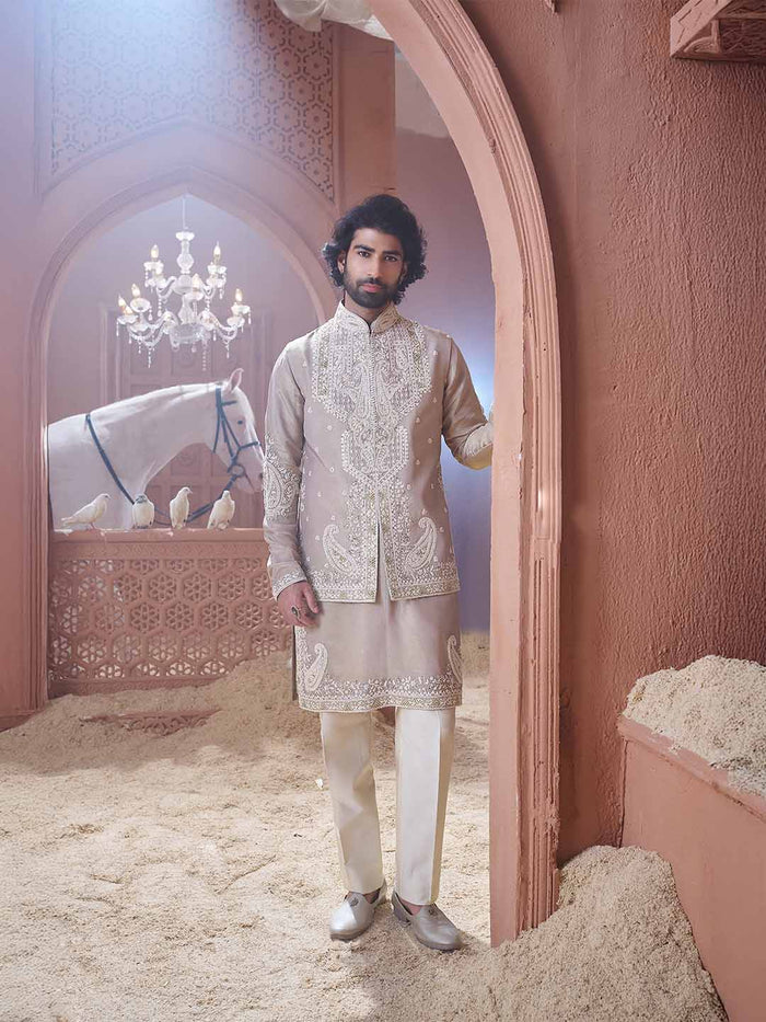 Premium brown Tissue Silk Bandi Set - KORANM