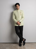 Pista Green Chest Embroidered Silk Jodhpuri Set