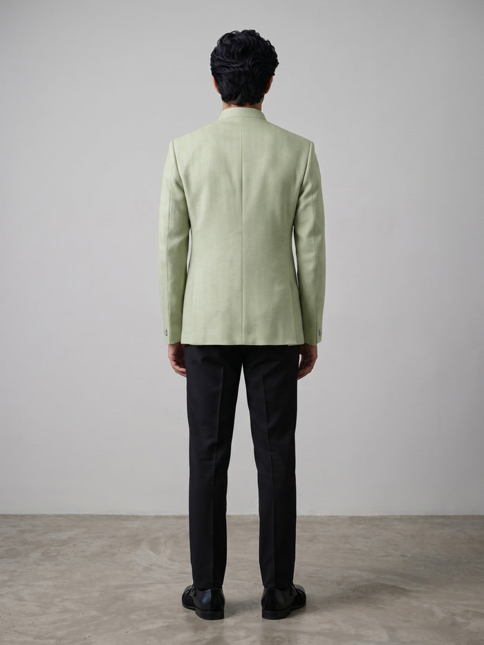 Pista Green Chest Embroidered Silk Jodhpuri Set