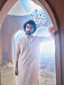 Elegant Peach Tissue Silk Kurta Set