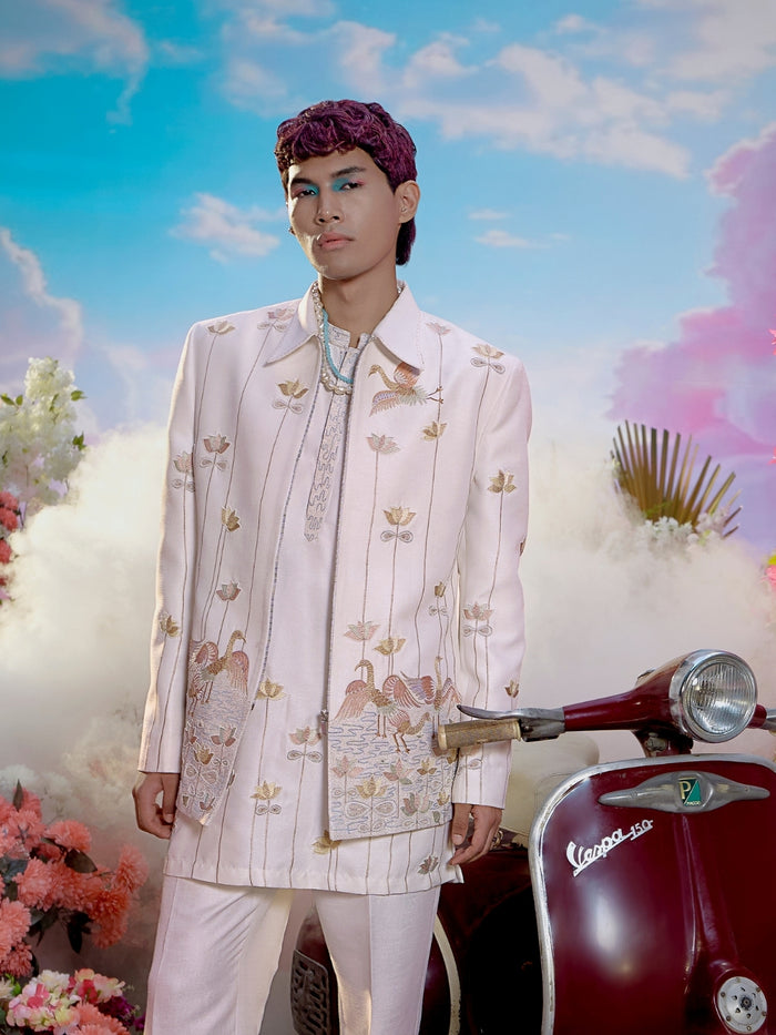 Embroidered Jodhpuri Set Inspired by the Serenity of Blooming Gardens - KORANM