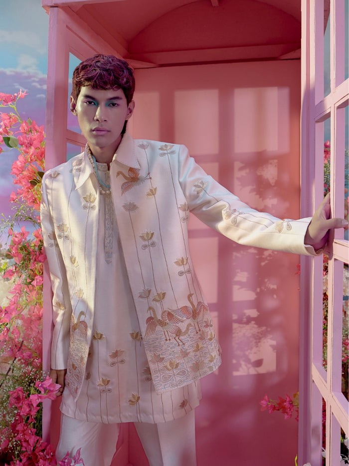 Embroidered Jodhpuri Set Inspired by the Serenity of Blooming Gardens - KORANM