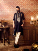 Classic Black Embroidered Linen Kurta Set