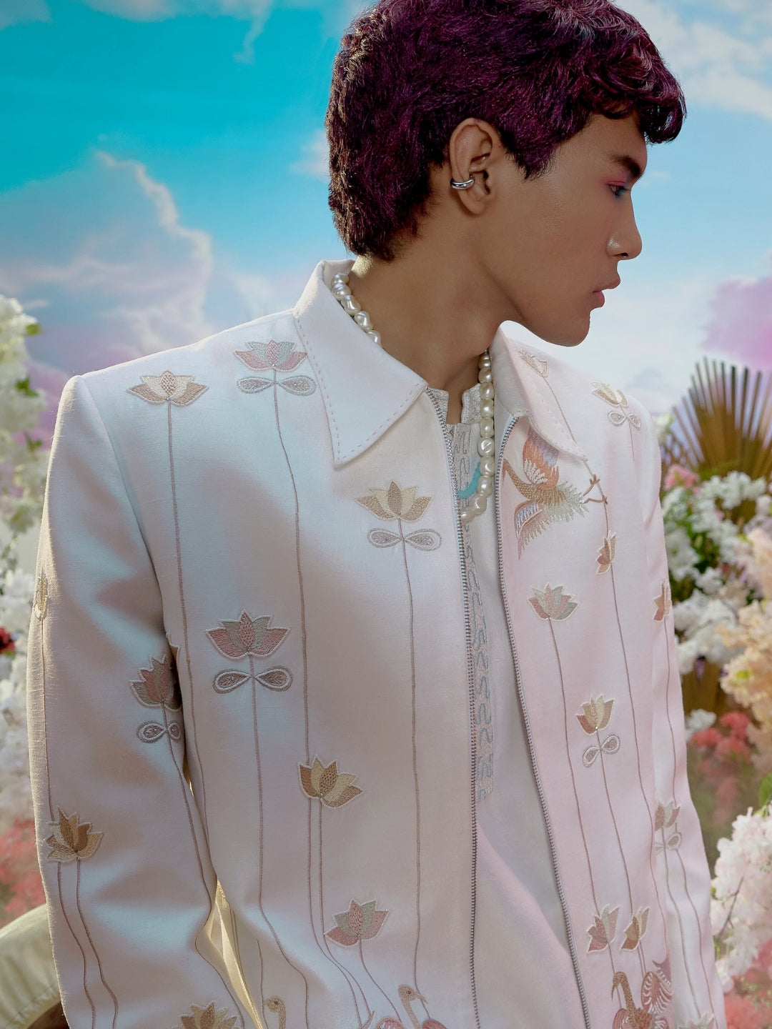 Embroidered Jodhpuri Set Inspired by the Serenity of Blooming Gardens - KORANM