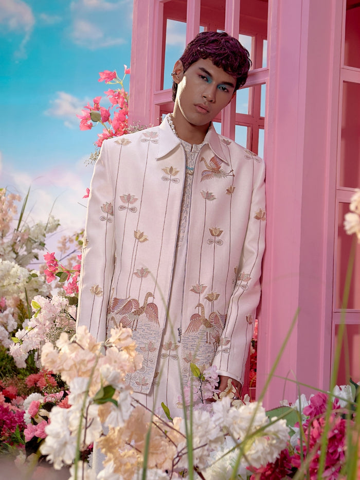 Embroidered Jodhpuri Set Inspired by the Serenity of Blooming Gardens - KORANM