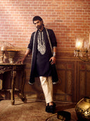 Classic Black Embroidered Linen Kurta Set