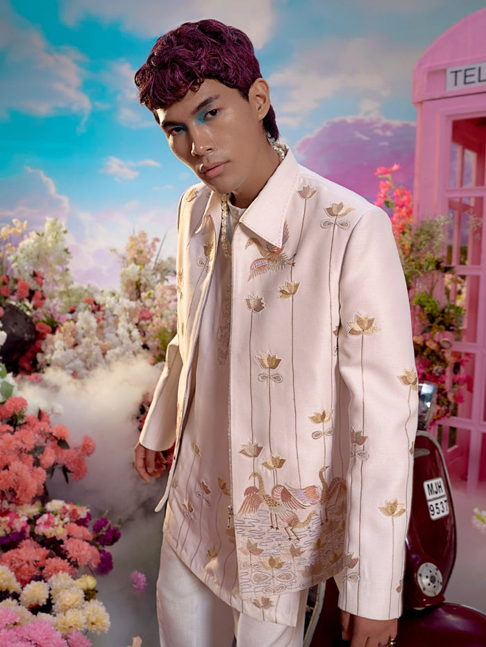 Embroidered Jodhpuri Set Inspired by the Serenity of Blooming Gardens - KORANM