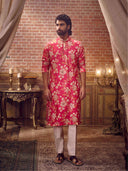 Graceful Pink Printed Embroidered Kurta Set