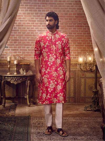 Elegant pink embroidered kurta outfit for weddings and festivals by KoraNm