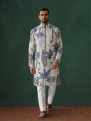 White Linen Kurta with Aligarhi – Lightweight Ethnic Wear for Men