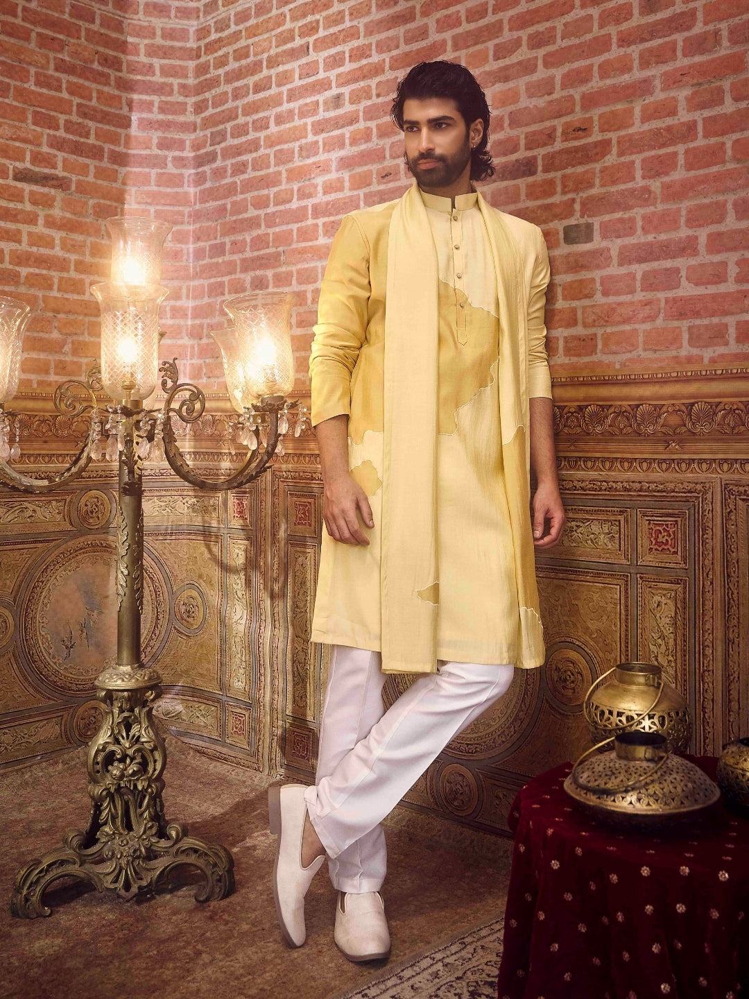 Vibrant Yellow embroidered Kurta Set with Dupatta - KORANM