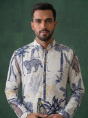 White Linen Kurta with Aligarhi – Lightweight Ethnic Wear for Men - KORANM