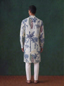 White Linen Kurta with Aligarhi – Lightweight Ethnic Wear for Men