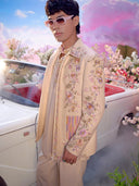 Cream Velvet Embroidered Jodhpuri Set – Carnival Collection
