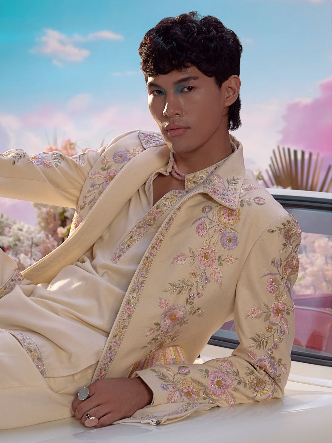Cream Velvet Embroidered Jodhpuri Set – Carnival Collection - KORANM