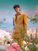 Mustard Hojri Silk Embroidered Jodhpuri Set