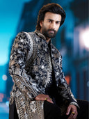 Celebrity-inspired black Indo-Western attire for weddings – Kora by Nilesh Mitesh