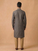 Mustard Jacquard Silk Kurta Set with Antique Gold Aligarhi for Men – Festive Ethnic Wear - KORANM