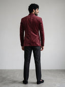 Dark Wine Velvet Embroidered Jodhpuri Set