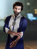 Stylish navy kurta set worn by Meezaan Jafri from KoraNm’s new arrivals