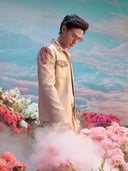 Natural Satin Linen Jodhpuri Set with Embroidery – Carnival Collection