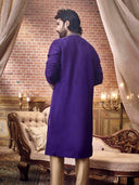 Elegant Purple & Antique Gold Embroidered Kurta Set