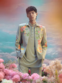 Aqua Hojri Silk Embroidered Indo-Western Set