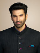 Black Matka Silk Jodhpuri Set – Aditya Roy Kapur Collection