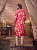 Graceful Pink Printed Embroidered Kurta Set