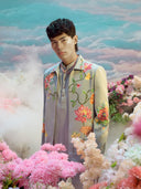 Aqua Hojri Silk Embroidered Indo-Western Set