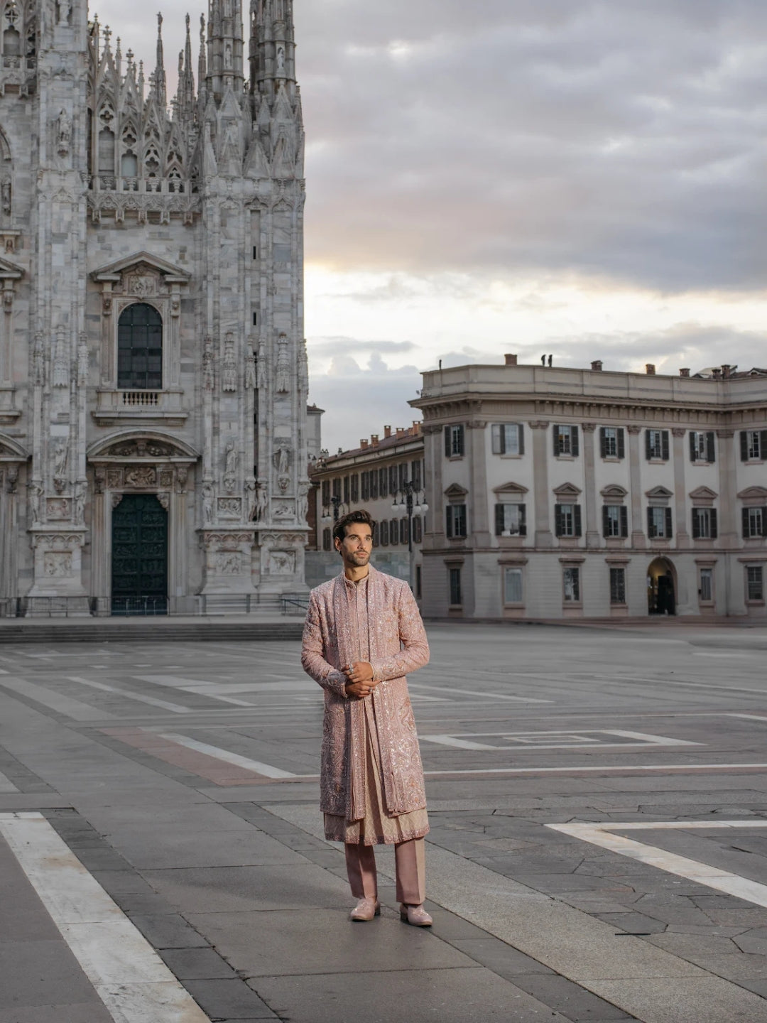 Premium Dusty Mauve Raw Silk Sherwani Set - KORANM