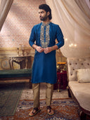 Elegant Rama Embroidered Kurta Set