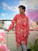 Multi-Color Linen Satin Embroidered & Printed Kurta Set with Dupatta – Carnival Collection