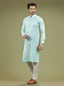 Aqua Pastel Green Blended Silk Kurta Set