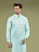 Aqua Pastel Green Blended Silk Kurta Set - KORANM