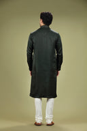 Dark Green Casual Blended Silk Kurta Set - KORANM