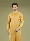 Mustard Yellow Blended Silk Casual Kurta Set