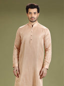 Matte Salmon Peach Blended Silk Kurta Set - KORANM