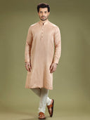 Matte Salmon Peach Blended Silk Kurta Set