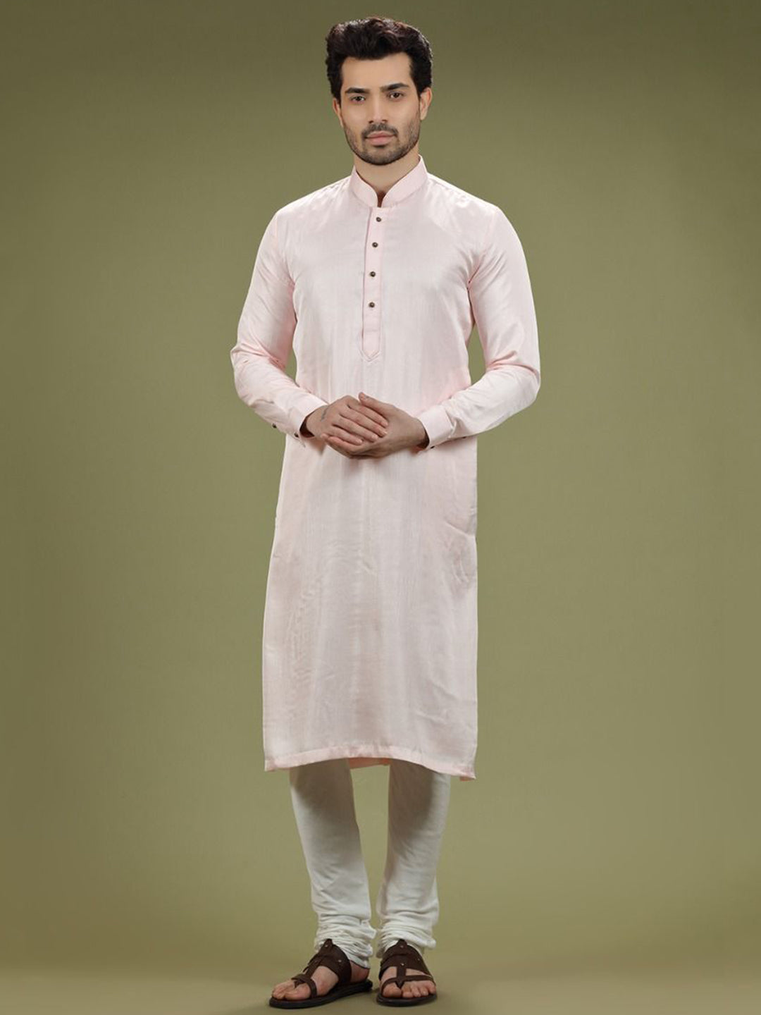 Pastel Pink Blended Silk Kurta Set