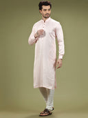 Pastel Pink Blended Silk Kurta Set - KORANM