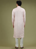 Pastel Pink Blended Silk Kurta Set - KORANM
