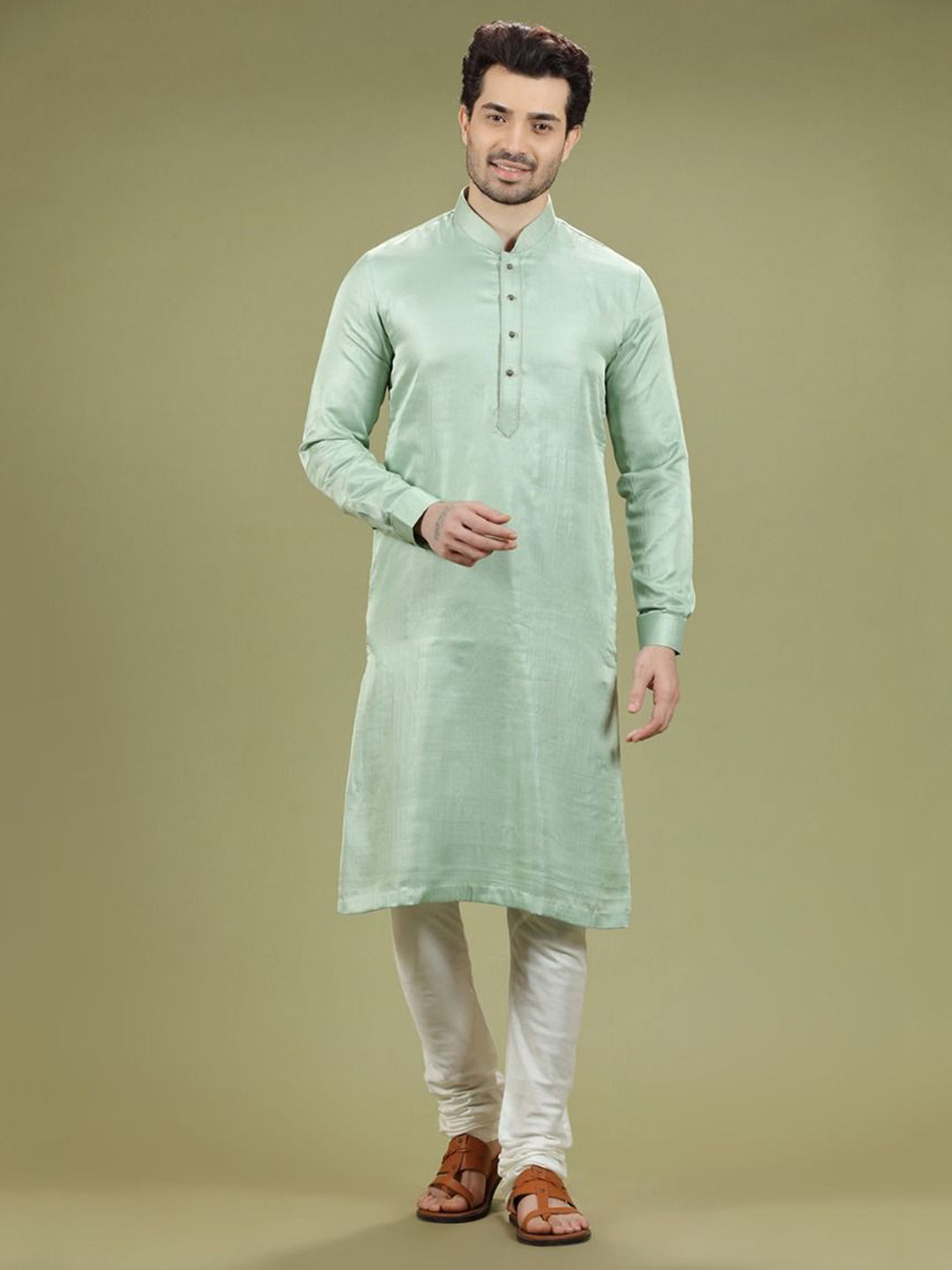 Pistachio Green Blend Silk Kurta Set