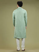 Pistachio Green Blend Silk Kurta Set - KORANM