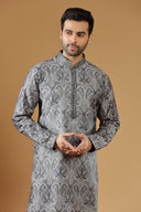 Coal Black Paisley Printed Kurta Set - KORANM
