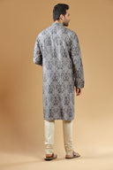 Coal Black Paisley Printed Kurta Set - KORANM